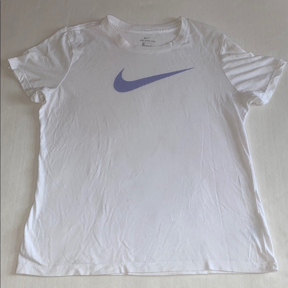 Nike White T-Shirt with Purple Logo